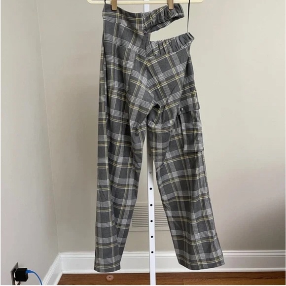 ELLEME Gray Cut Out Baggy Checked Pants size xs - Picture 4 of 6